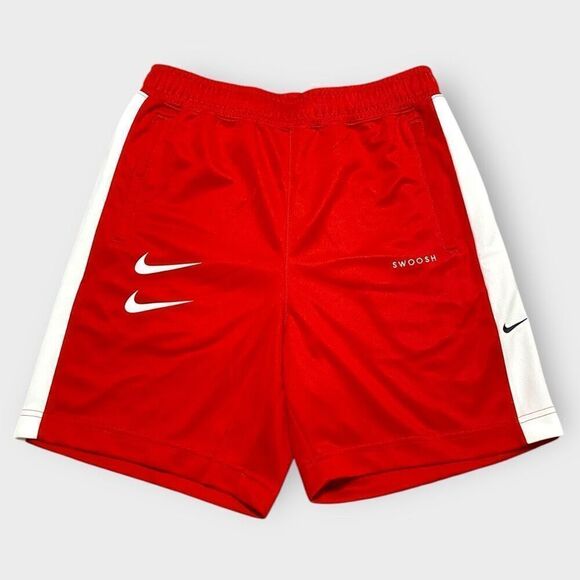 Nike Sportswear Double Swoosh Shorts CJ4899-657 Gym Red/White New Mens size S - Picture 1 of 12
